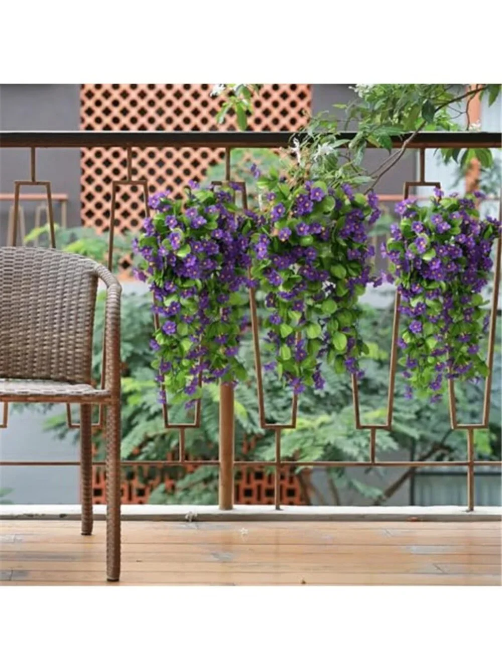 Purple Hanging Artificial Violet Flowers Fake Vine Wall Indoor Outdoor Decor